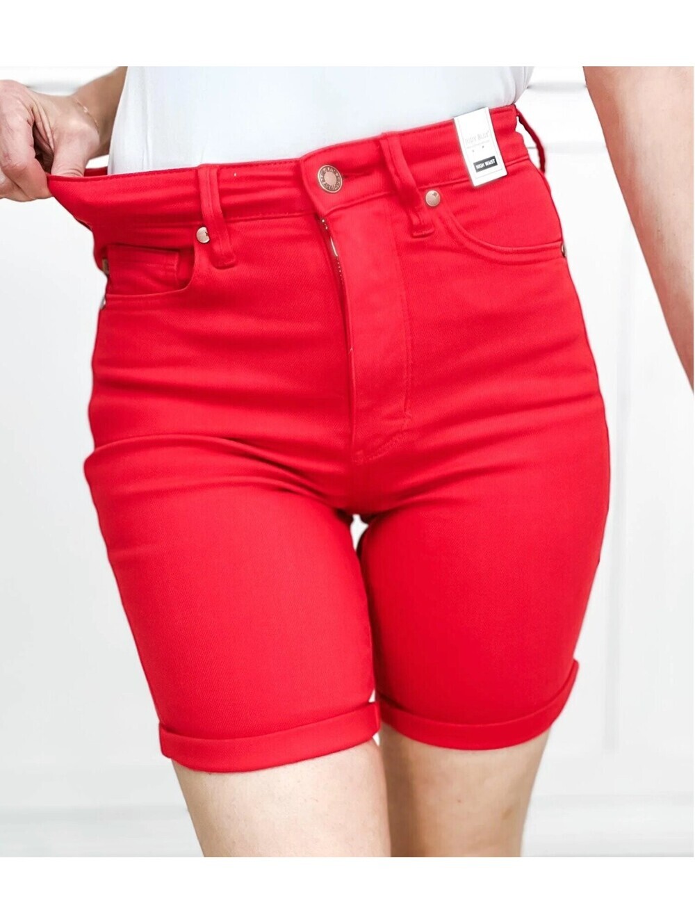 Judy Blue Red Bermuda Shorts Womens XL NWT High Waist Tummy Control Stretch
